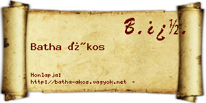 Batha Ákos névjegykártya